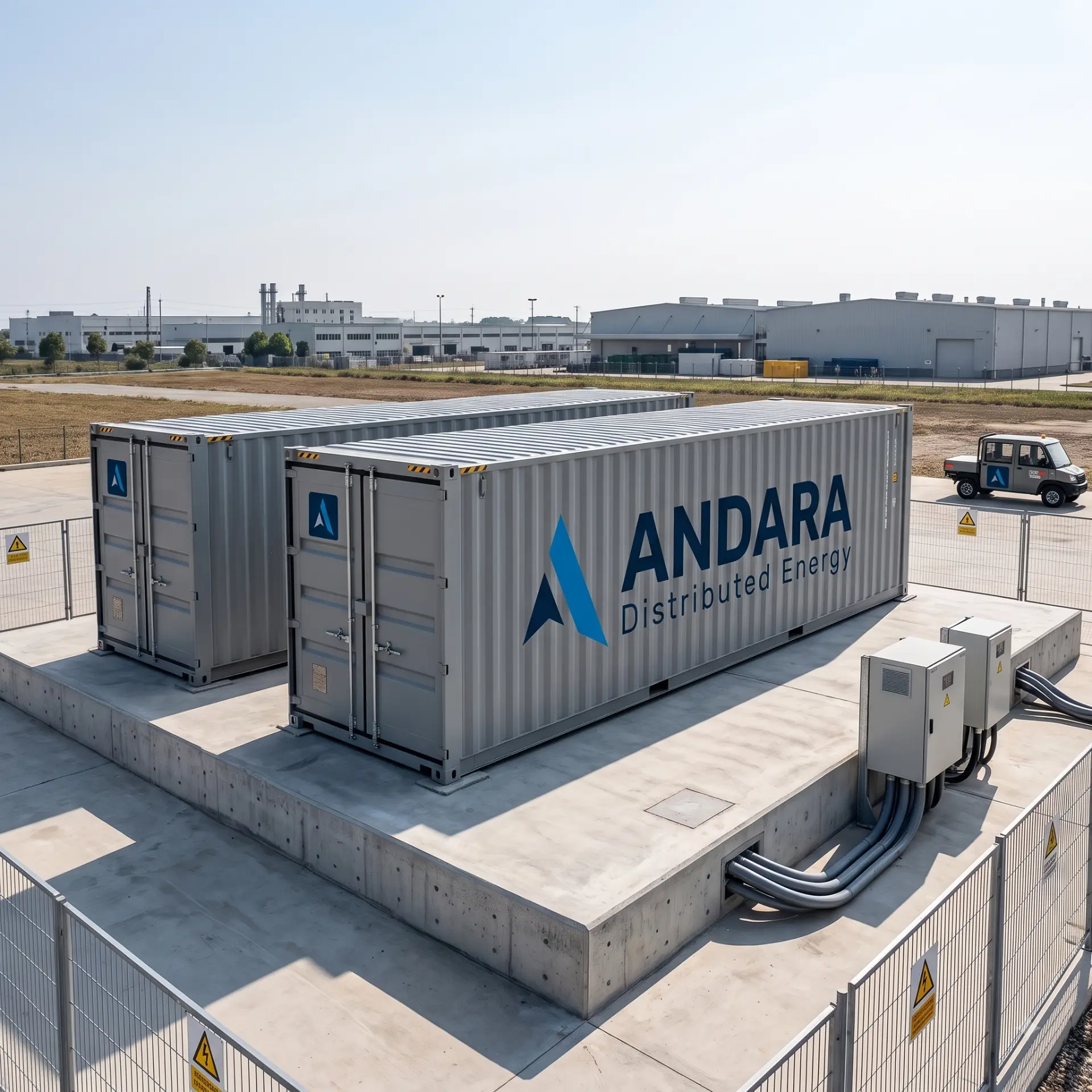 containerised battery energy storage system on a concrete pad